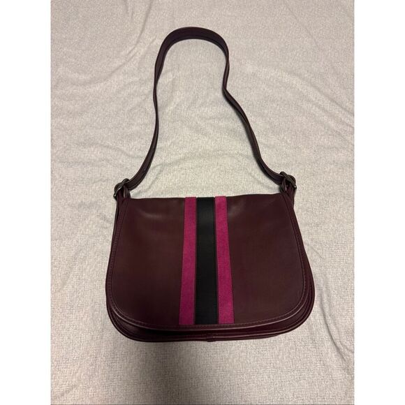 Coach 75th anniversary stripe Patricia leather saddle purse - EUC - Picture 3 of 14